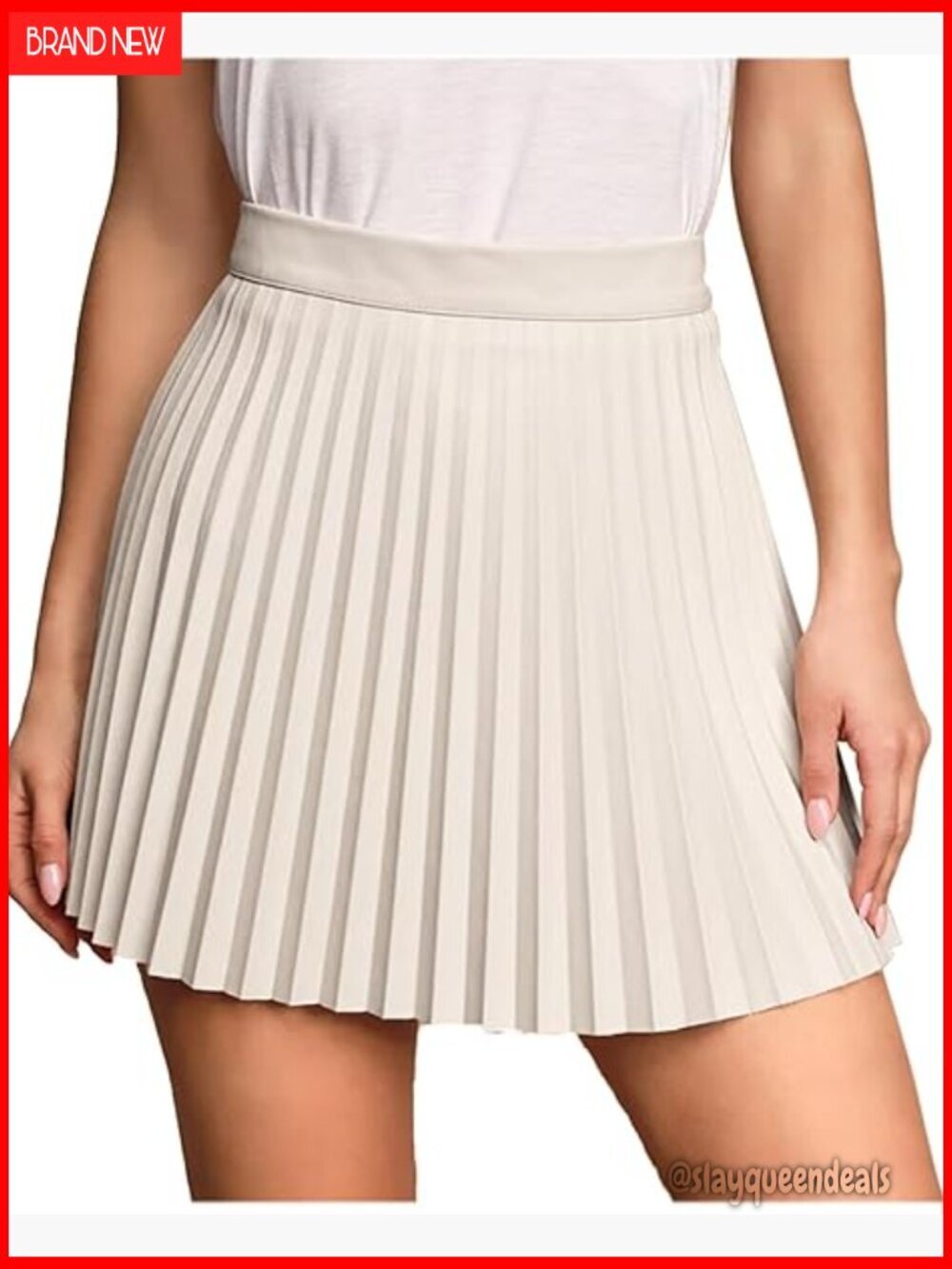 Faux Leather Pleated Mini Skirt High Waist A-Line Flared Skater Party